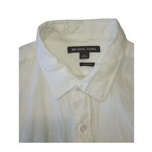 Michael Kors Men’s White Button Down Long Sleeve Shirt, Size L M001